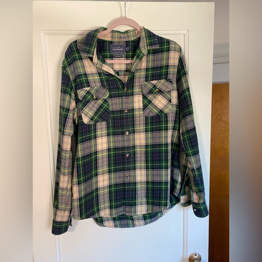 Men’s Topman plaid flannel button down shirt